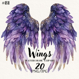 Angel Wings Clipart, Fairy Wings, Halo Clipart, Angel Wings Overlay, Watercolor Clipart, Digital Clipart, Instant download, Commercial use