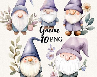 Cute Gnome Clipart Set - Gnome Garden Decor, Instant Download for Commercial Use
