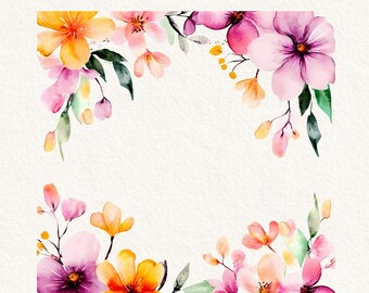 Flower Border Clipart PNG, Flower Clipart, Flowers png - Commercial Use Clipart Set.