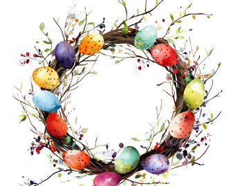 Get Creative for Easter with 10 Charming Wreath Clipart - Instant Download