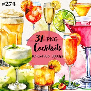 Signature-drankjes clipartbundel, zomer clipart png, transparante achtergrond, digitale clipart, instant download, commercieel gebruik
