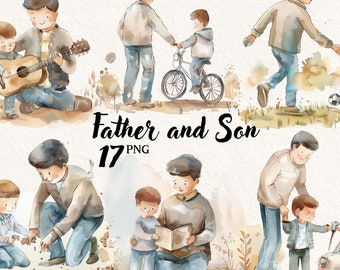 Dad png, fathers day png, father and son clipart bundle, transparent background, digital clipart, instant download, commercial use