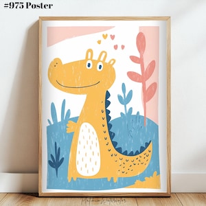 Dragon Digital Poster, Nursery Wall Art, Animal Prints, Digital Download - Perfect Poster for a Child&#39;s Room.