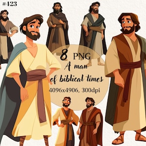Un hombre de tiempos bíblicos, estudio bíblico, png cristiano, fondo transparente, clipart digital, descarga instantánea, uso comercial
