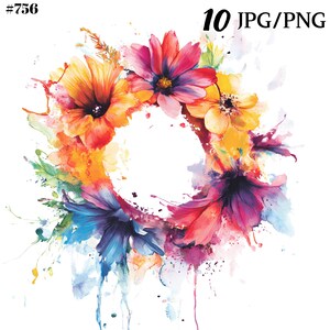 Clipart de couronne de printemps, png de couronne de Pâques, lot de cliparts botaniques - parfait pour les projets de bricolage et une utilisation commerciale.