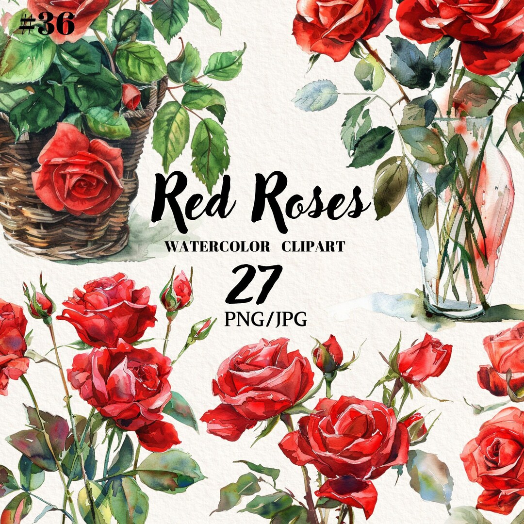 27 Roses Clipart Png, Watercolor Flowers Png, Wedding Clipart, Flower ...