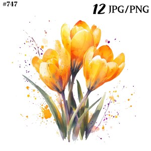 Clipart fleur jaune, Crocus PNG, Clipart Pâques, lot de cliparts fleur - parfait pour les projets de bricolage et une utilisation commerciale.