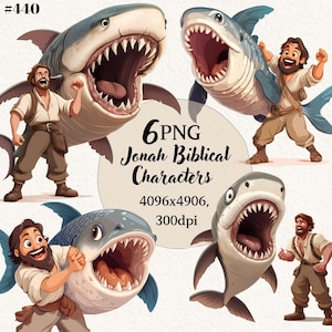 Jonah Biblical Characters, Clipart Bundle, Bible Study, Transparent Background, Digital Clipart, Instant Download, Commercial Use