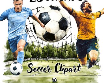 Sporty Soccer Clipart Bundle - Instant Download for Crafting Fun