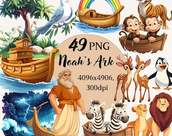 Noahs Ark png, Clipart Bundle, Transparent Background, Digital Clipart, Instant Download, Commercial Use