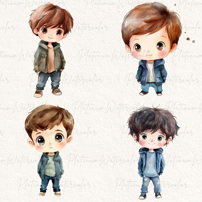 Watercolor Boys Clipart Bundle - Perfect for DIY Projects - Etsy