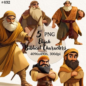Bible Character, Elijah Biblical Characters, Religious Clipart, Digital Clipart, Instant Download, Commercial Use