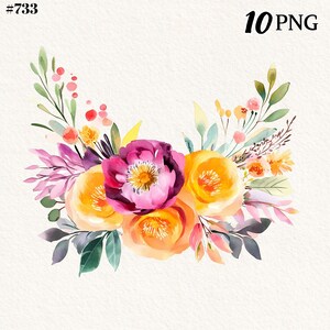 Clipart de ramo de flores, clipart de flores rosas, perfecto para proyectos de bricolaje y uso comercial.
