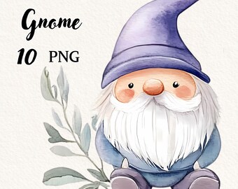Little Gnome Clipart Set - Gnome Garden Decor, Instant Download for Commercial Use