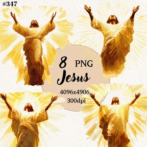 Bundle de cliparts PNG Jésus, PNG chrétien, fond Transparent, Clipart numérique, téléchargement immédiat, usage Commercial