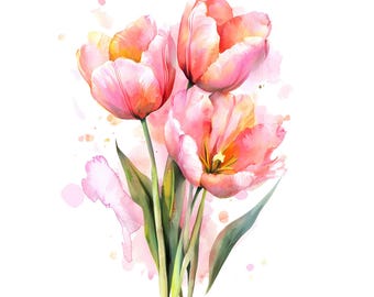 Spring png, Flower Clipart, Pink Tulip  Clipart Bundle - Perfect for DIY Projects and Commercial Use.