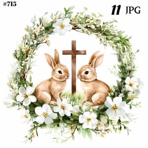 Feiern Sie Ostern mit DIY-Spaß - 11 lebhafte Kranz-Clipart-Bilder JPG enthalten!