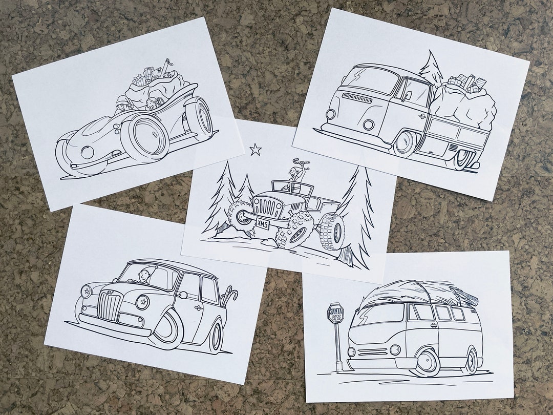 Printable Christmas Vehicle Colouring Sheets Kids Festive - Etsy