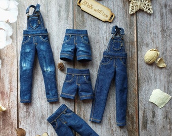 Denim Overalls, Jeans & Shorts for Blythe Doll