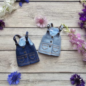 Denim overall sundress for Blythe, jeans romper for Blythe, Blythe jeans clothing