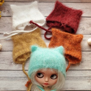 Blythe knitted hat, Blythe cat hat, Blythe clothes, blythe assesories, blythe knitted clothes, blythe outfit, blythe knit hat