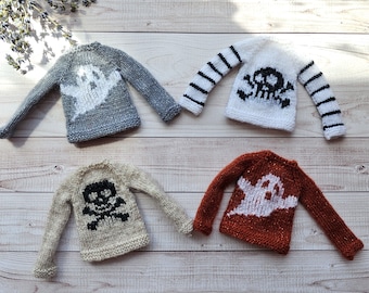 Blythe Halloween Knitted Sweater, Oversized 1/6 Doll Clothes