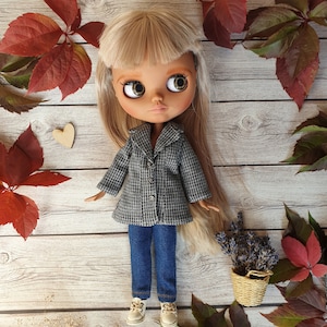 Blythe grey coat, Blythe trench, coat for Blythe, blythe jacket