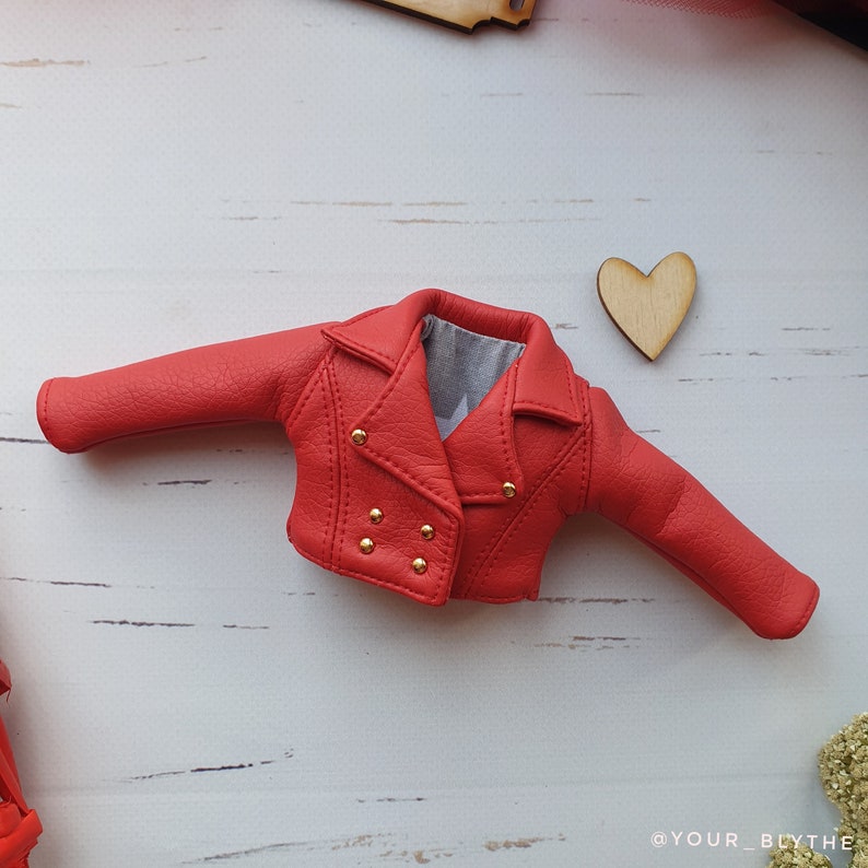 Jacket for Blythe Outfit or blythe Faux Leather jacket for Blythe leather Jacket for Blythe Blazer for Blythe Coat for Blythe Red