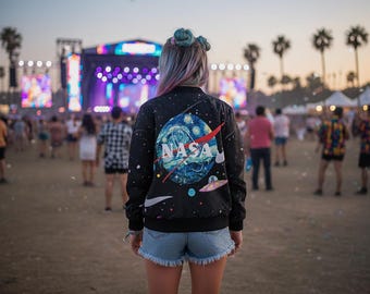 Space Shuttle Bomber Jacket: Cosmic Festival Outerwear