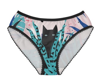 Women's Cat Panties, Customized Women's underwear with cat illustration