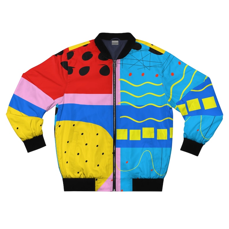 90s Pattern Colorful Bomber Jacket 90s Style Windbreaker - Etsy