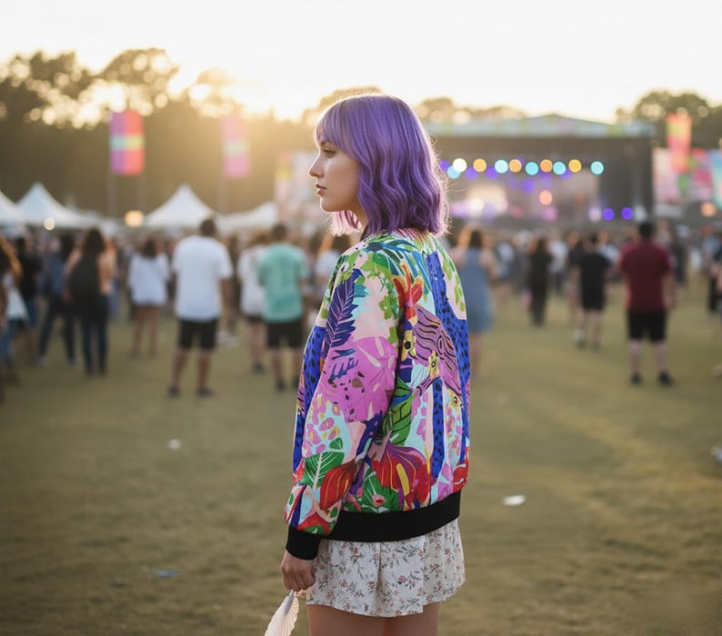 Jungle Leopard Bomber Jacket: Vibrant Tropical Rave Festival Outfit - Etsy