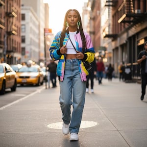 Retro Colorblock Unisex Bomber Jacket, Streetwear Outerwear, Rave Festival Jacket, Vintage 90s Style, Hip Hop Windbreaker, Lightweight