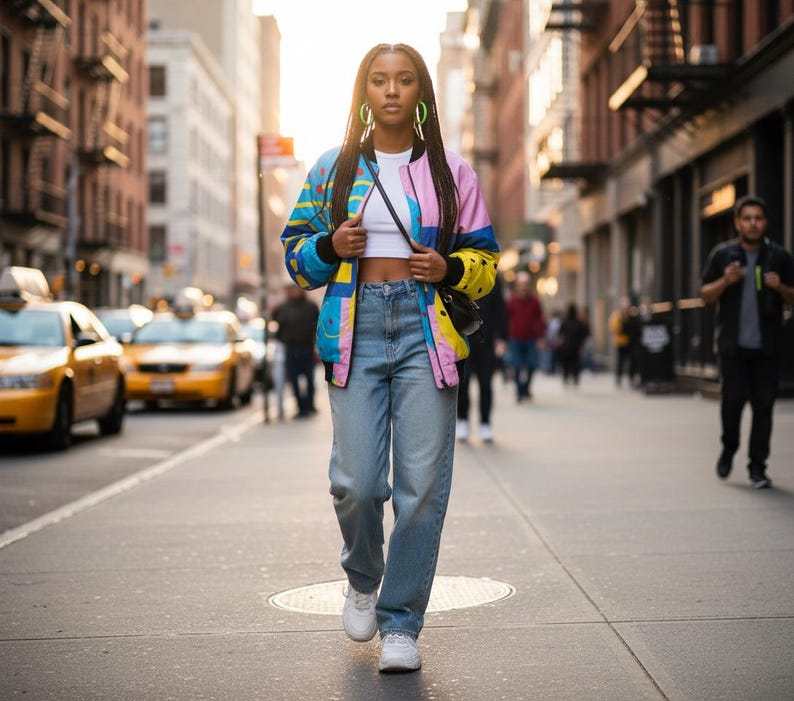 Retro Colorblock Bomber Jacket: 90s Style Windbreaker - Etsy