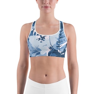 Floral Sports bra, Tropical Flower Running Bra, Double sided Sorts