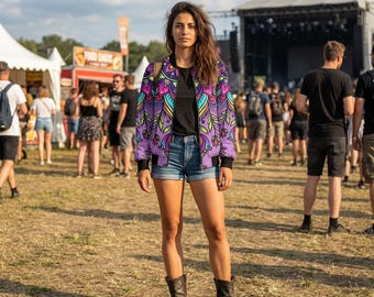Colorful Boho Mandala Bomber Jacket