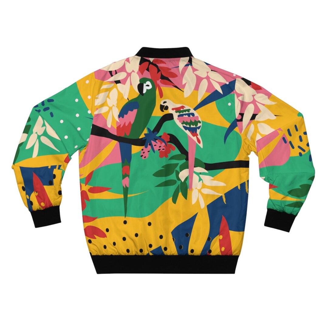 Colorful Parrot Unisex Bomber Jacket, Colorful Windbreaker, Jacket for ...