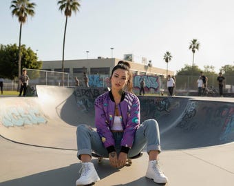 80s Memphis Bomber Jacket: Geometric Rave Windbreaker