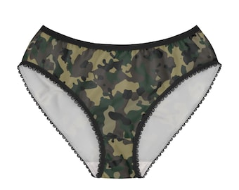 Braguitas de mujer con estampado de camuflaje estilo militar, ropa