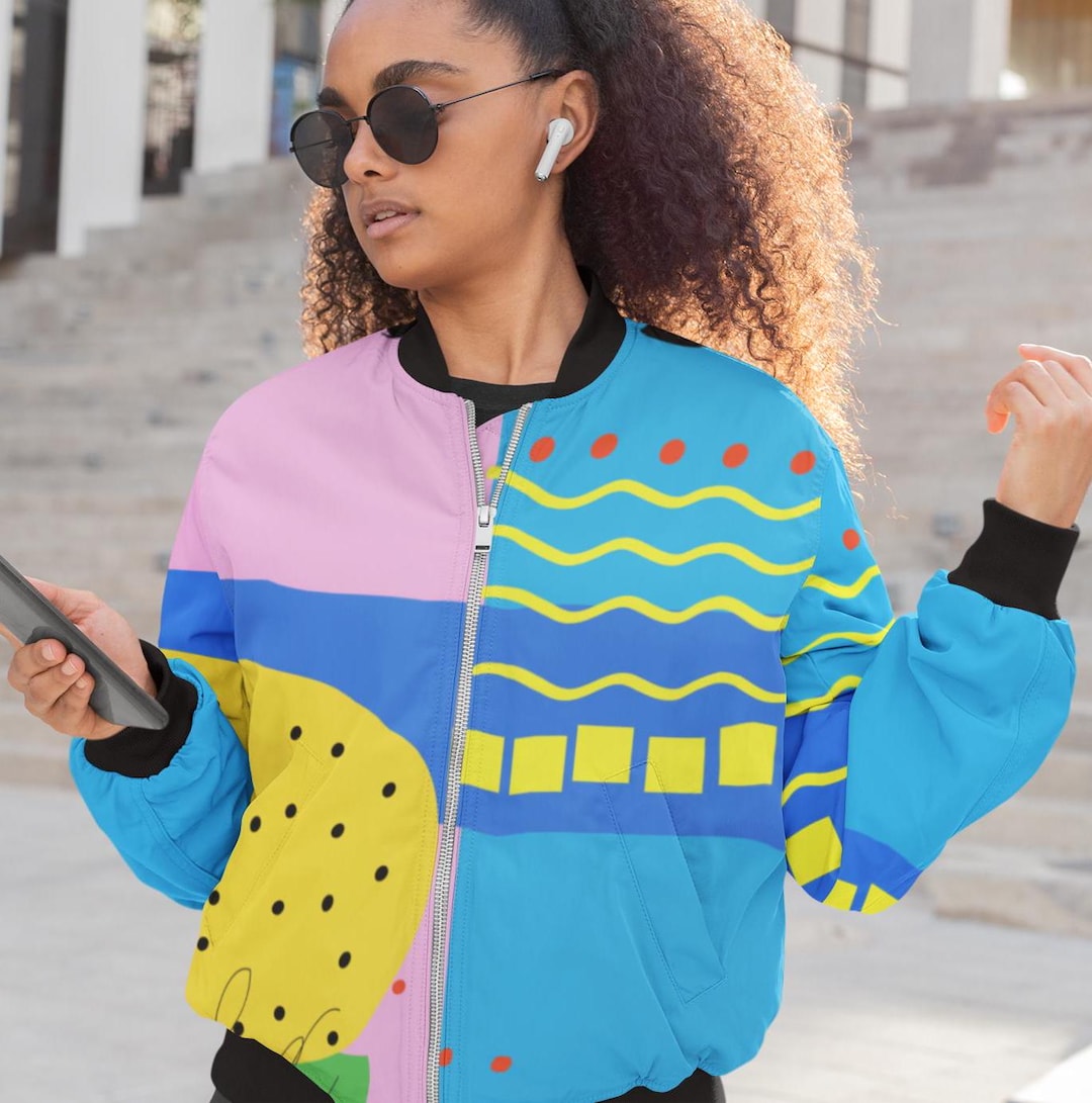 Retro Colorblock Bomber Jacket, Trendy Streetwear Outerwear