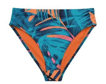 Slip bikini a vita alta, costumi da bagno riciclati, costumi da bagno colorati per festival, slip bikini sgambato
