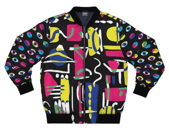 Unisex Electric Bomber Jacket, Colorful Designer Coat, Fashion Windbreaker Jacket with Zipper