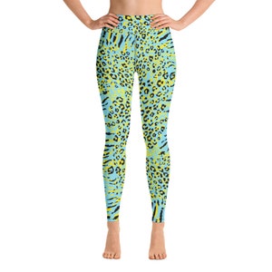 Colorful Animal Print Yoga Leggings, High Waist  Animal Print Leggings