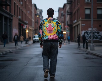 Tiger Graphic Bomber Jacket: Vibrant Unisex Streetwear