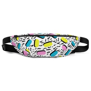 80s Style Fanny Pack, Memphis Hipster Hip Pack, Bum Bag, Colorful Waist Bag, Traveler