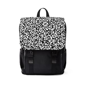 Sac à dos à bandoulière décontracté unisexe noir et blanc, sac à dos d'école noir