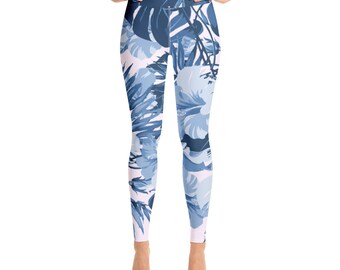 High Waisted Floral Yoga Leggings: Tropical Print Workout Tights