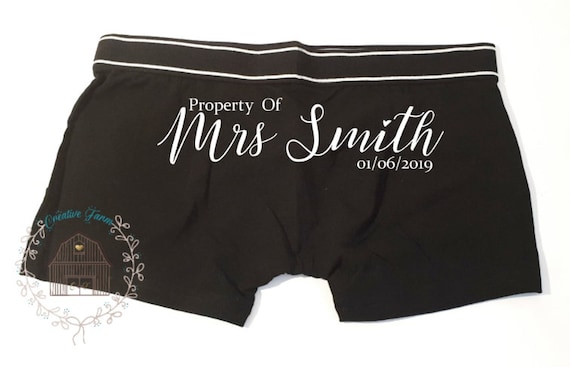 Men/'s Personalised Boxers Shorts Funny Property Of Mrs Novelty Underwear Cotton