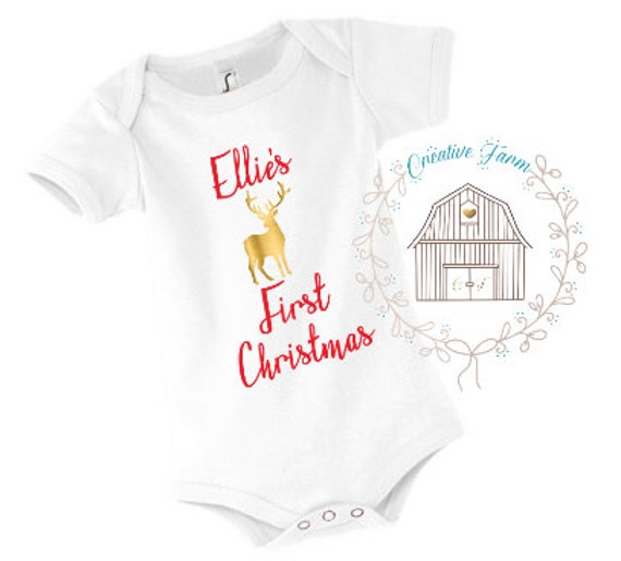 personalised my first christmas baby grow