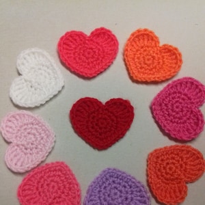 9 apliques de corazón de ganchillo de PC Corazones de San Valentín